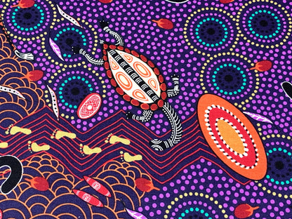 Australian Aboriginal Cotton Quilting Fabric by the YARD. M&S Textiles "Around Waterhole Purple". For sewing, quilting, apparel, home decor.