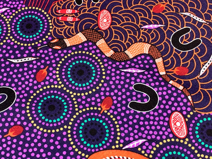 Australian Aboriginal Cotton Quilting Fabric by the YARD. M&S Textiles "Around Waterhole Purple". For sewing, quilting, apparel, home decor.