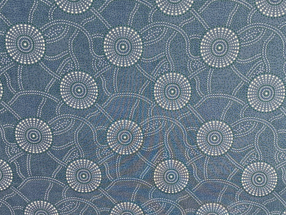 Australian Aboriginal Cotton Quilting Fabric by the YARD. M&S Textiles "Kangaroo Path Blue". For sewing, quilting, apparel, home decor.