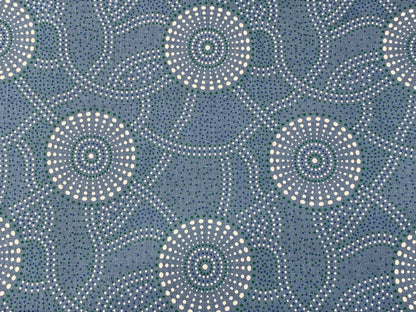 Australian Aboriginal Cotton Quilting Fabric by the YARD. M&S Textiles "Kangaroo Path Blue". For sewing, quilting, apparel, home decor.