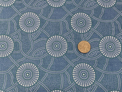 Australian Aboriginal Cotton Quilting Fabric by the YARD. M&S Textiles "Kangaroo Path Blue". For sewing, quilting, apparel, home decor.