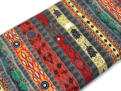 Australian Aboriginal Cotton Quilting Fabric by the YARD.  M&S Textiles "Dreaming in One Black/Yellow". For sewing, quilting, home decor.