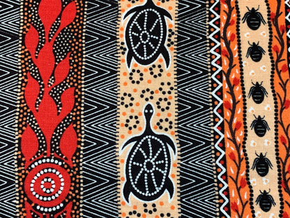 Australian Aboriginal Cotton Quilting Fabric by the YARD.  M&S Textiles "Dreaming in One Flame Orange". For sewing, quilting, home decor.