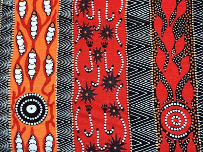 Australian Aboriginal Cotton Quilting Fabric by the YARD.  M&S Textiles "Dreaming in One Flame Orange". For sewing, quilting, home decor.