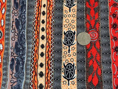 Australian Aboriginal Cotton Quilting Fabric by the YARD.  M&S Textiles "Dreaming in One Flame Orange". For sewing, quilting, home decor.