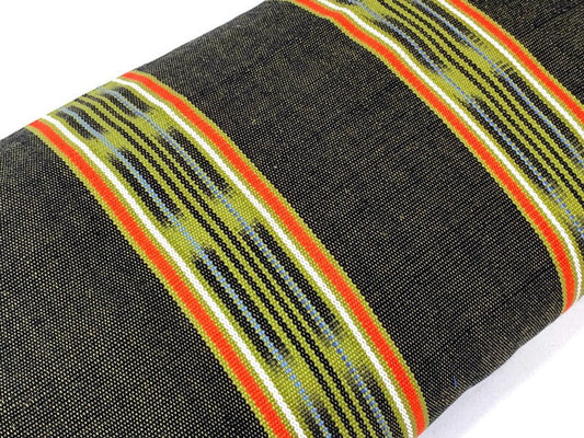 Guatemalan Handwoven Heavy Weight Black, Olive Green, Orange Ikat