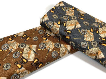 World Traveler Print Fabric Sold by the YARD. Expedition Pathfinder Travel Print in Slate Gray. 100% Cotton for Quilting, Apparel, Decor.