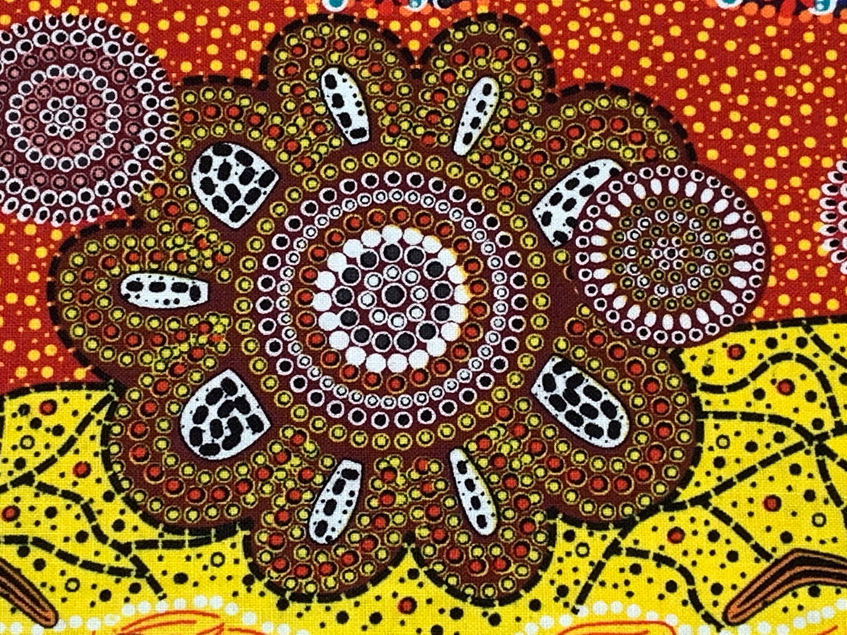 Australian Aboriginal Cotton Quilting Fabric by the YARD. M&S Textiles Home Country Gold. For sewing, quilting, apparel, and home decor.
