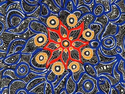 Australian Aboriginal Cotton Quilting Fabric by the YARD. M&S Textiles Yallaroo Blue. 100% Cotton for quilting, apparel, and home décor.