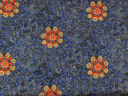 Australian Aboriginal Cotton Quilting Fabric by the YARD. M&S Textiles Yallaroo Blue. 100% Cotton for quilting, apparel, and home décor.