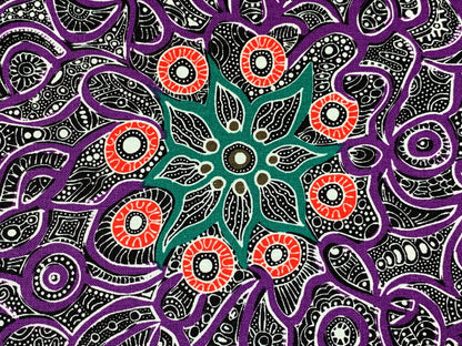 Australian Aboriginal Cotton Quilting Fabric by the YARD. M&S Textiles Yallaroo Purple. 100% Cotton for quilting, apparel, and home décor.