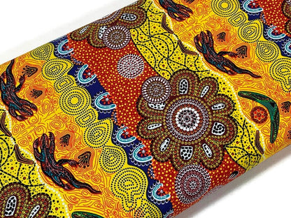Australian Aboriginal Cotton Quilting Fabric by the YARD. M&S Textiles Home Country Gold. For sewing, quilting, apparel, and home decor.