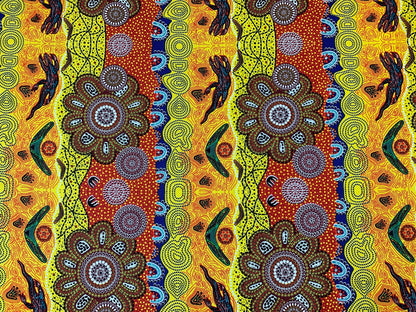 Australian Aboriginal Cotton Quilting Fabric by the YARD. M&S Textiles Home Country Gold. For sewing, quilting, apparel, and home decor.