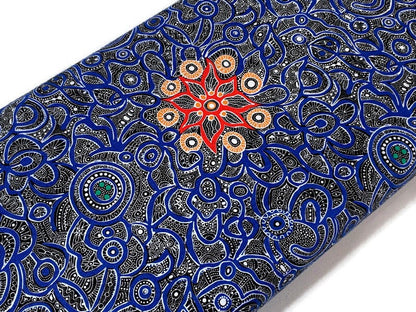 Australian Aboriginal Cotton Quilting Fabric by the YARD. M&S Textiles Yallaroo Blue. 100% Cotton for quilting, apparel, and home décor.