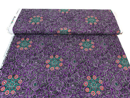 Australian Aboriginal Cotton Quilting Fabric by the YARD. M&S Textiles Yallaroo Purple. 100% Cotton for quilting, apparel, and home décor.