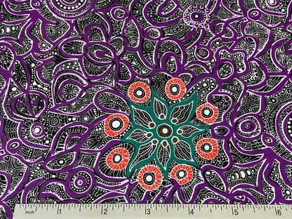 Australian Aboriginal Cotton Quilting Fabric by the YARD. M&S Textiles Yallaroo Purple. 100% Cotton for quilting, apparel, and home décor.