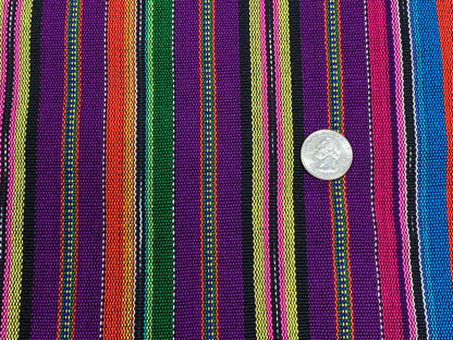 Guatemalan Handwoven Purple & Assorted Color Ikat Stripes