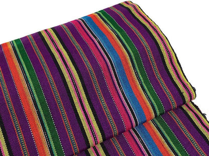 Guatemalan Handwoven Purple & Assorted Color Ikat Stripes