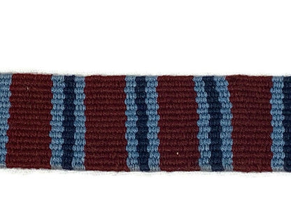 Hand Woven 1.25 Inch Wide Guatemalan Belt, Purse Strap, Sash by the YARD. 100% Cotton Mayan Toto Belt Textile in Maroon and Blue Stripes.