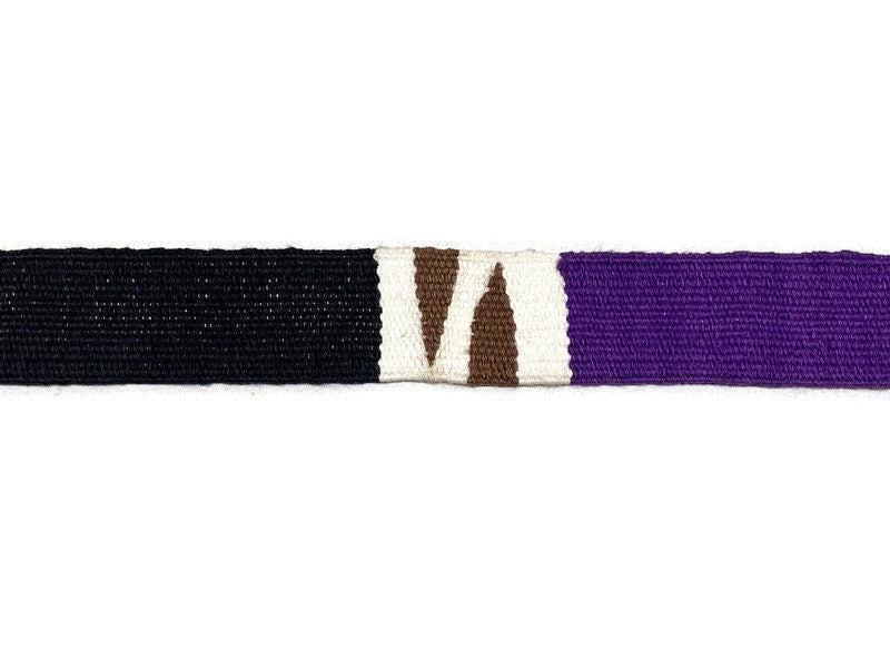 Hand Woven 1.25 Inch Wide Guatemalan Belt, Purse Strap, Sash Sold by the YARD. Cotton Mayan Toto Belt Textile in Purple/Brown/Black/Natural