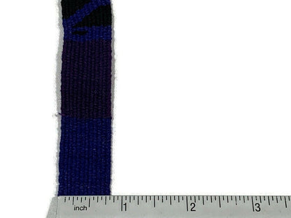Hand Woven 0.75 Inch Wide Guatemalan Belt, Purse Strap, Sash Sold by the YARD. Cotton Mayan Toto Belt Textile in Purple/Blue/Black Stripes