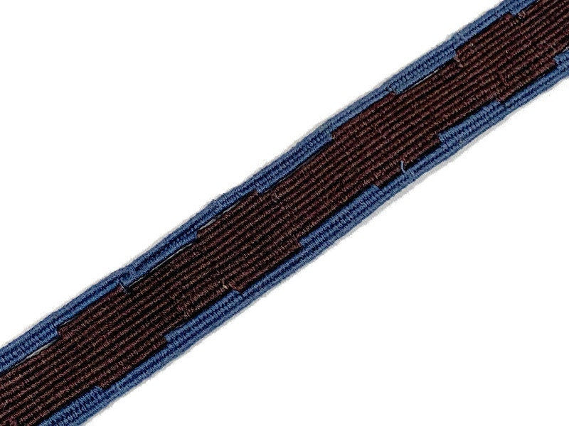 Hand Woven 1.50 Inch Wide Guatemalan Belt/Strap/Sash Sold by the YARD. Cotton Mayan Toto Belt Textile in Blue & Dark Brown Geometric Center