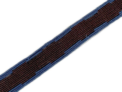 Hand Woven 1.50 Inch Wide Guatemalan Belt/Strap/Sash Sold by the YARD. Cotton Mayan Toto Belt Textile in Blue & Dark Brown Geometric Center