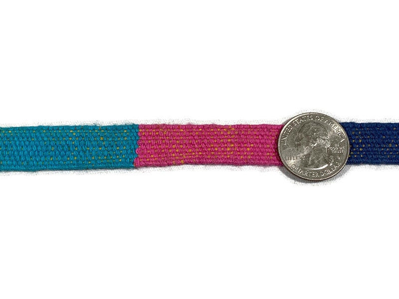 Hand Woven 1/2 Inch Wide Guatemalan Belt, Purse Strap, Sash Sold by the YARD. Cotton Mayan Toto Belt Textile in Assorted Pastel Color Blocks
