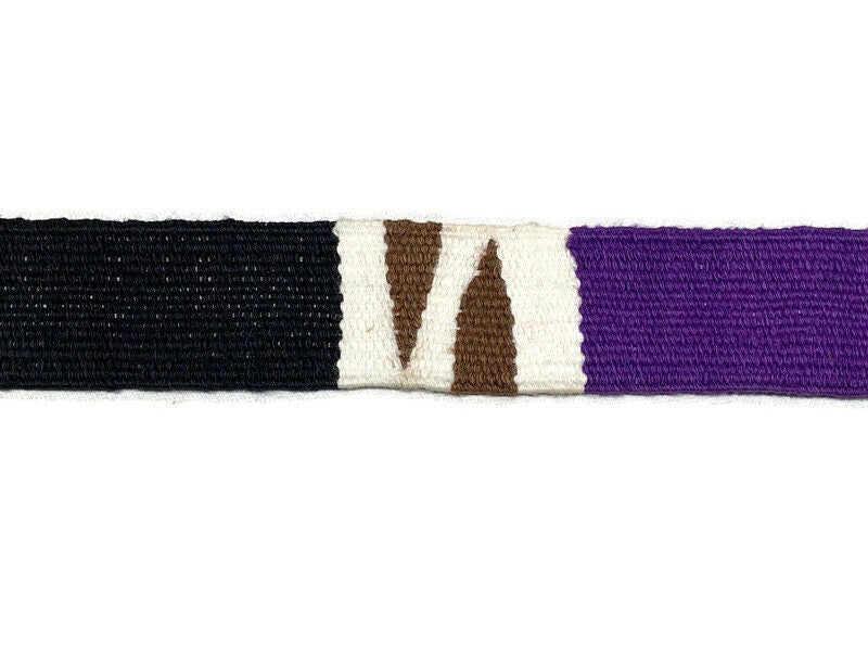 Hand Woven 1.25 Inch Wide Guatemalan Belt, Purse Strap, Sash Sold by the YARD. Cotton Mayan Toto Belt Textile in Purple/Brown/Black/Natural