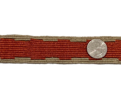 Hand Woven 1.50 Inch Wide Guatemalan Belt, Purse Strap, Sash Sold by the YARD. Cotton Mayan Toto Belt Textile in Rust & Tan Geometric Center