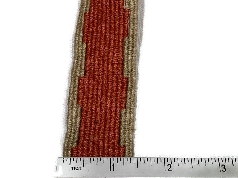 Hand Woven 1.50 Inch Wide Guatemalan Belt, Purse Strap, Sash Sold by the YARD. Cotton Mayan Toto Belt Textile in Rust & Tan Geometric Center