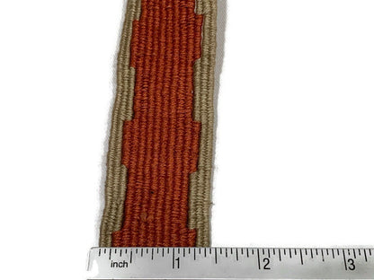 Hand Woven 1.50 Inch Wide Guatemalan Belt, Purse Strap, Sash Sold by the YARD. Cotton Mayan Toto Belt Textile in Rust & Tan Geometric Center