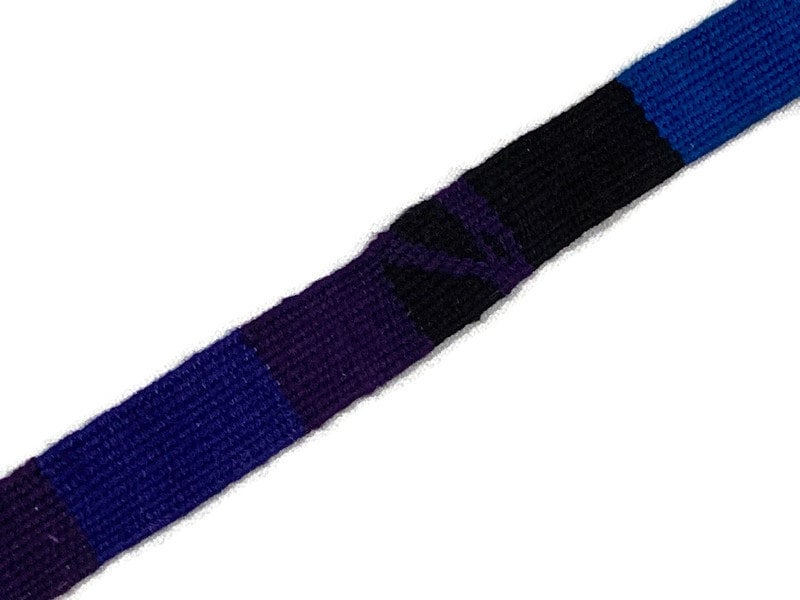 Hand Woven 0.75 Inch Wide Guatemalan Belt, Purse Strap, Sash Sold by the YARD. Cotton Mayan Toto Belt Textile in Purple/Blue/Black Stripes