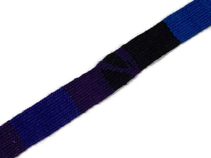 Hand Woven 0.75 Inch Wide Guatemalan Belt, Purse Strap, Sash Sold by the YARD. Cotton Mayan Toto Belt Textile in Purple/Blue/Black Stripes