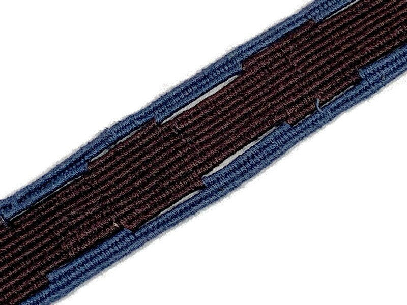 Hand Woven 1.50 Inch Wide Guatemalan Belt/Strap/Sash Sold by the YARD. Cotton Mayan Toto Belt Textile in Blue & Dark Brown Geometric Center
