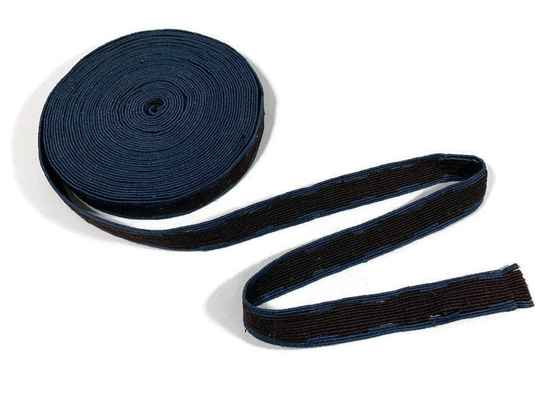 Hand Woven 1.50 Inch Wide Guatemalan Belt/Strap/Sash Sold by the YARD. Cotton Mayan Toto Belt Textile in Blue & Dark Brown Geometric Center
