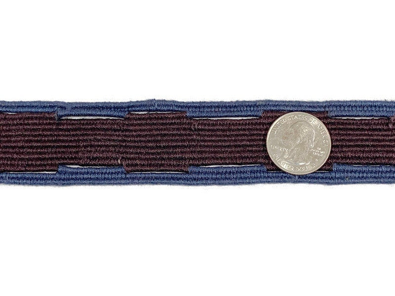 Hand Woven 1.50 Inch Wide Guatemalan Belt/Strap/Sash Sold by the YARD. Cotton Mayan Toto Belt Textile in Blue & Dark Brown Geometric Center