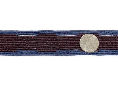Hand Woven 1.50 Inch Wide Guatemalan Belt/Strap/Sash Sold by the YARD. Cotton Mayan Toto Belt Textile in Blue & Dark Brown Geometric Center