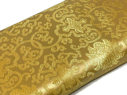 Chinese Brocade Embroidered Fabric by the YARD. Asian Style Satin Woven Fabric for Home Décor, Clothing, Craft. Tone on Tone Gold Floral