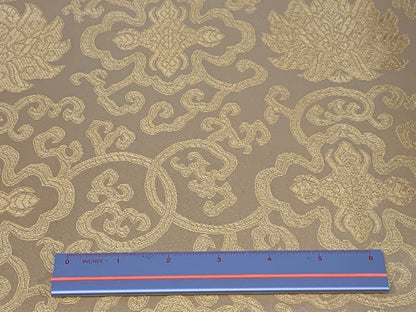Chinese Brocade Embroidered Fabric by the YARD. Asian Style Satin Woven Fabric for Home Décor, Clothing, Craft. Tone on Tone Gold Floral