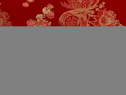 Chinese Brocade Embroidered Fabric by the YARD. Asian Style Satin Woven Fabric for Home Décor, Clothing, Craft. Red & Gold Floral Medallion