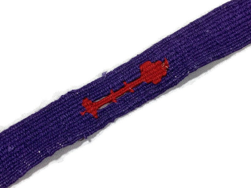 Hand Woven 1" Wide Guatemalan Belt, Purse Strap, Sash by the YARD. 100% Cotton Mayan Toto Belt Textile in Purple/Yellow/Black Cats & Arrows