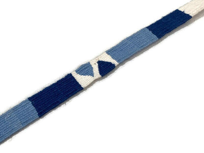 Hand Woven 3/4 Inch Wide Guatemalan Belt, Purse Strap, Sash Sold by the YARD. Cotton Mayan Toto Belt Textile in Dark & Light Blue Stripes