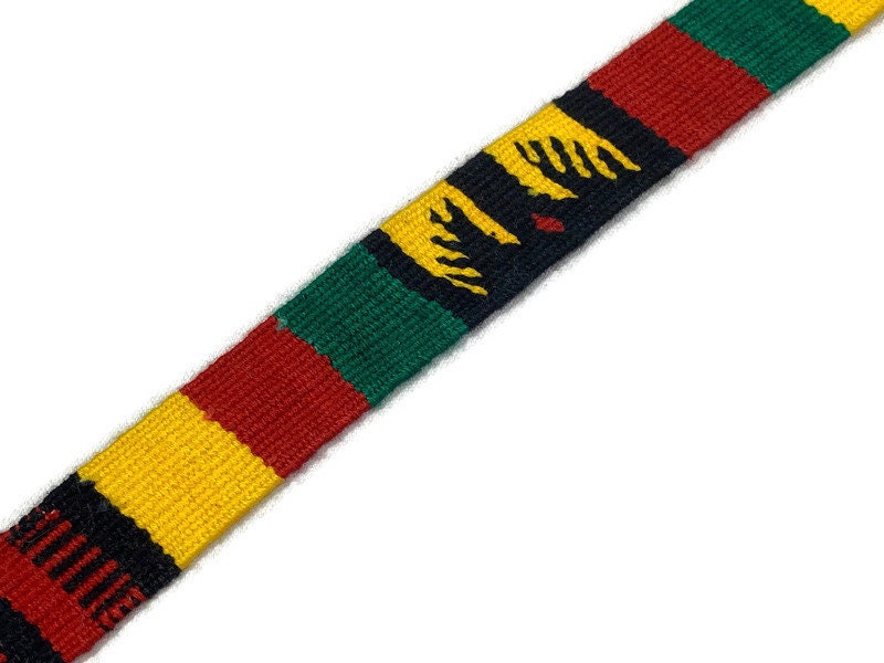 Hand Woven 1 Inch Wide Guatemalan Belt, Purse Strap, Sash by the YARD. Cotton Mayan Toto Belt Textile Rasta Colors Red/Green/Yellow/Black