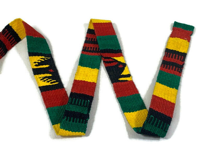 Hand Woven 1 Inch Wide Guatemalan Belt, Purse Strap, Sash by the YARD. Cotton Mayan Toto Belt Textile Rasta Colors Red/Green/Yellow/Black