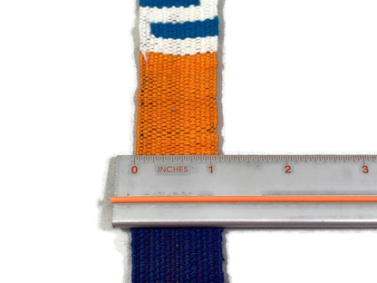 Hand Woven 1.25" Wide Guatemalan Belt, Purse Strap, Sash Sold by the YARD. Cotton Mayan Toto Belt Textile Orange/Green/Yellow/Blue Stripes