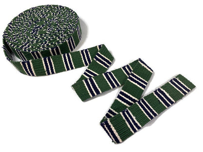 Hand Woven 1.5 Inch Wide Guatemalan Belt, Purse Strap, Sash by the YARD. 100% Cotton Mayan Toto Belt Textile in Green &  Navy Blue Stripes.