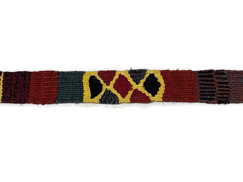 Hand Woven 1.25" Wide Guatemalan Belt, Purse Strap, Sash Sold by the YARD. Cotton Mayan Toto Belt Textile Mustard & Rust Extra Fancy Weave