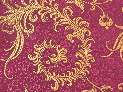 Chinese Brocade Embroidered Fabric by the YARD. Asian Style Satin Woven Fabric for Home Décor, Clothing, Craft. Light Pink & Gold Floral.