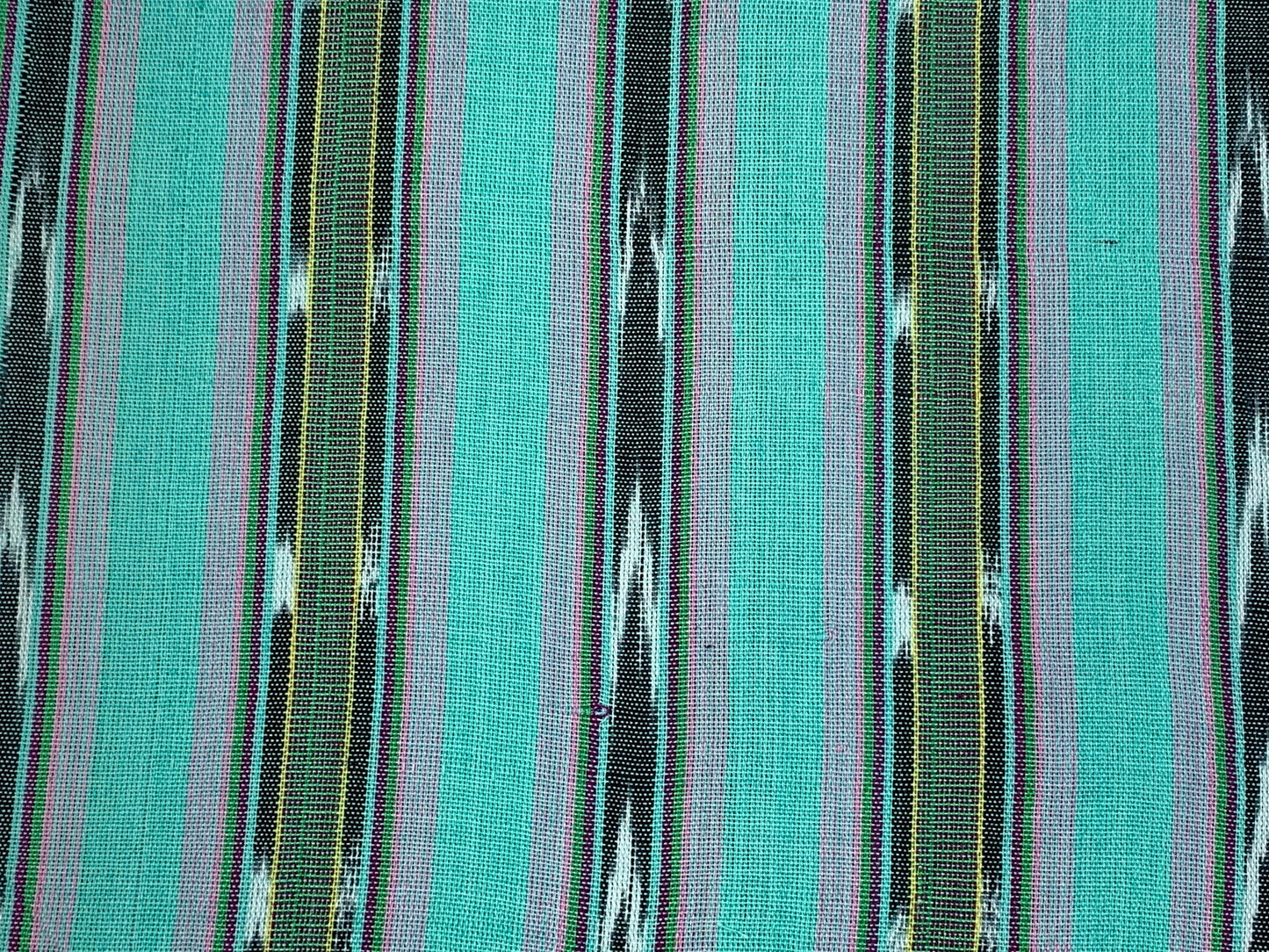Guatemalan Handwoven Mint Green & Pink Ikat Stripes